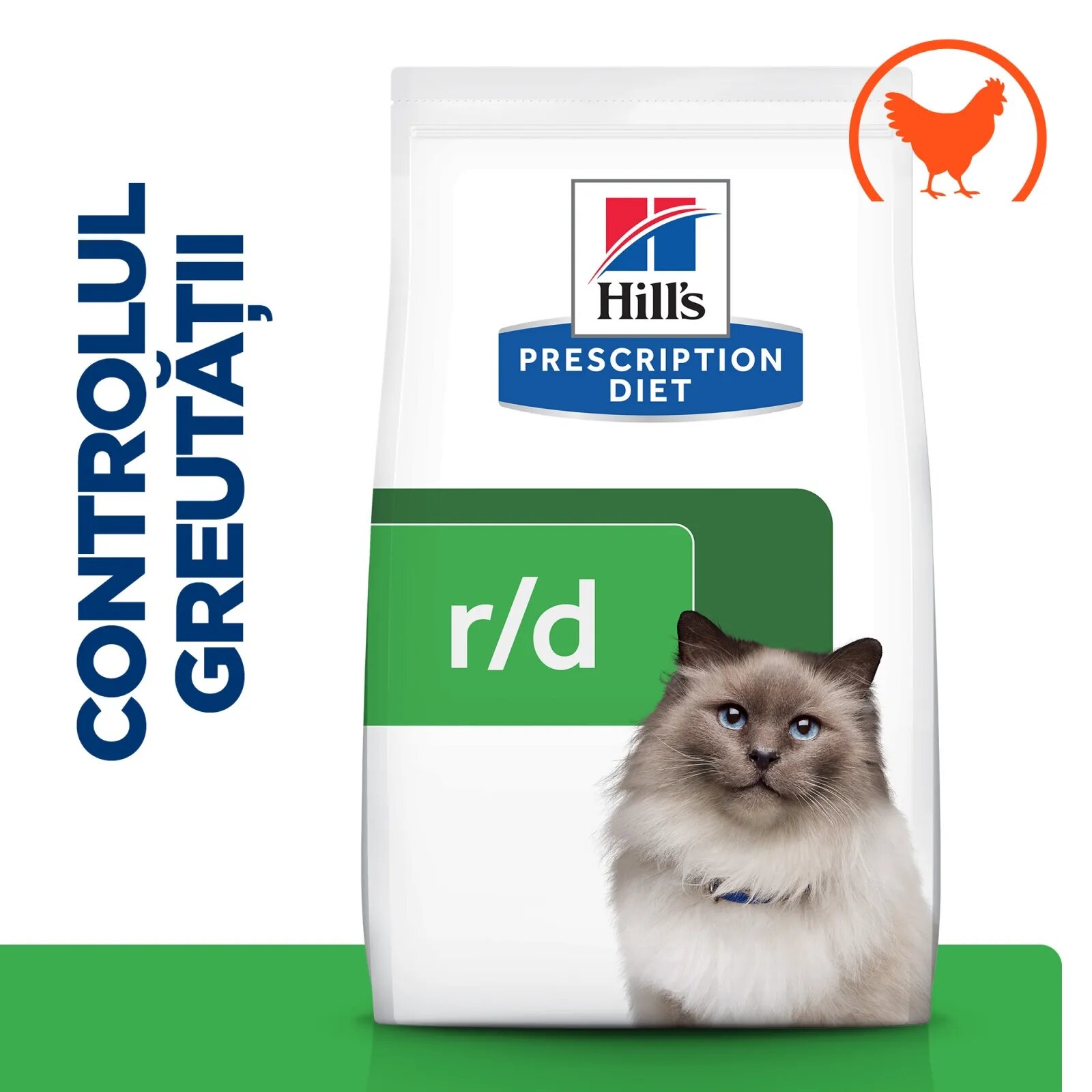 HILL'S Prescription Diet r/d Wheight Loss Pui dietă veterinară pisici hrană uscată scădere în greutate r/d Wheight Loss Pui dietă veterinară pisici hrană uscată metabolism (obezitate si diabet) 1.5kg