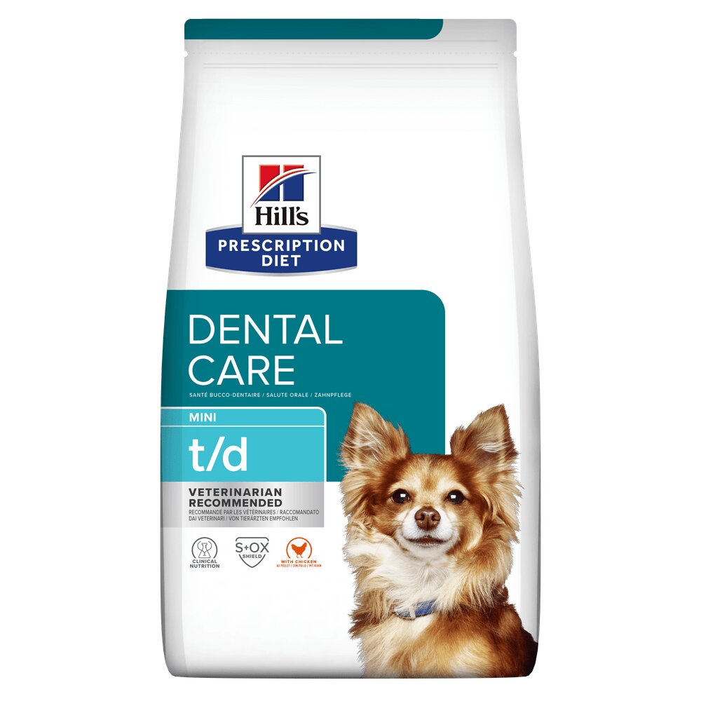HILL'S Prescription Diet t/d Dental Care Mini Pui dietă veterinară câini hrană uscată sensibilități dentare 3kg