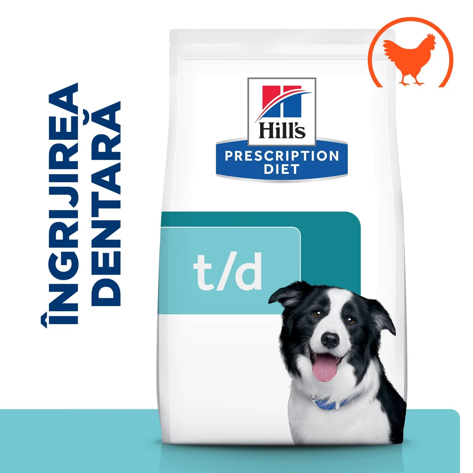 HILL'S Prescription Diet t/d Dental Care Pui dietă veterinară câini hrană uscată afecțiuni dentare t/d Dental Care Pui dietă veterinară câini hrană uscată sensibilități dentare 10kg