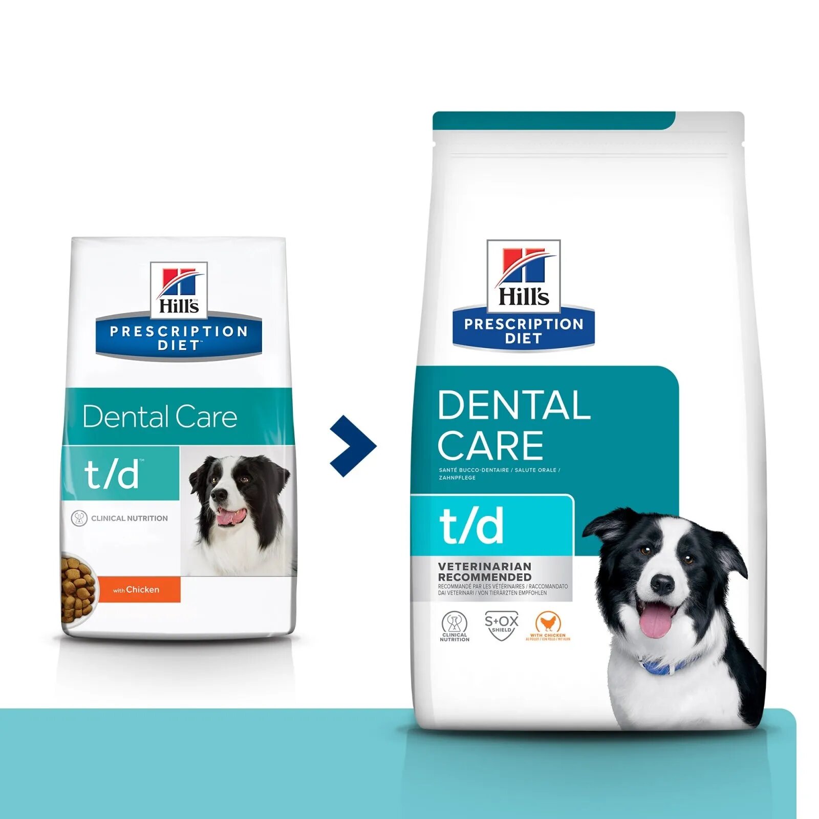 HILL'S Prescription Diet t/d Dental Care Pui dietă veterinară câini hrană uscată afecțiuni dentare t/d Dental Care Pui dietă veterinară câini hrană uscată sensibilități dentare 4kg