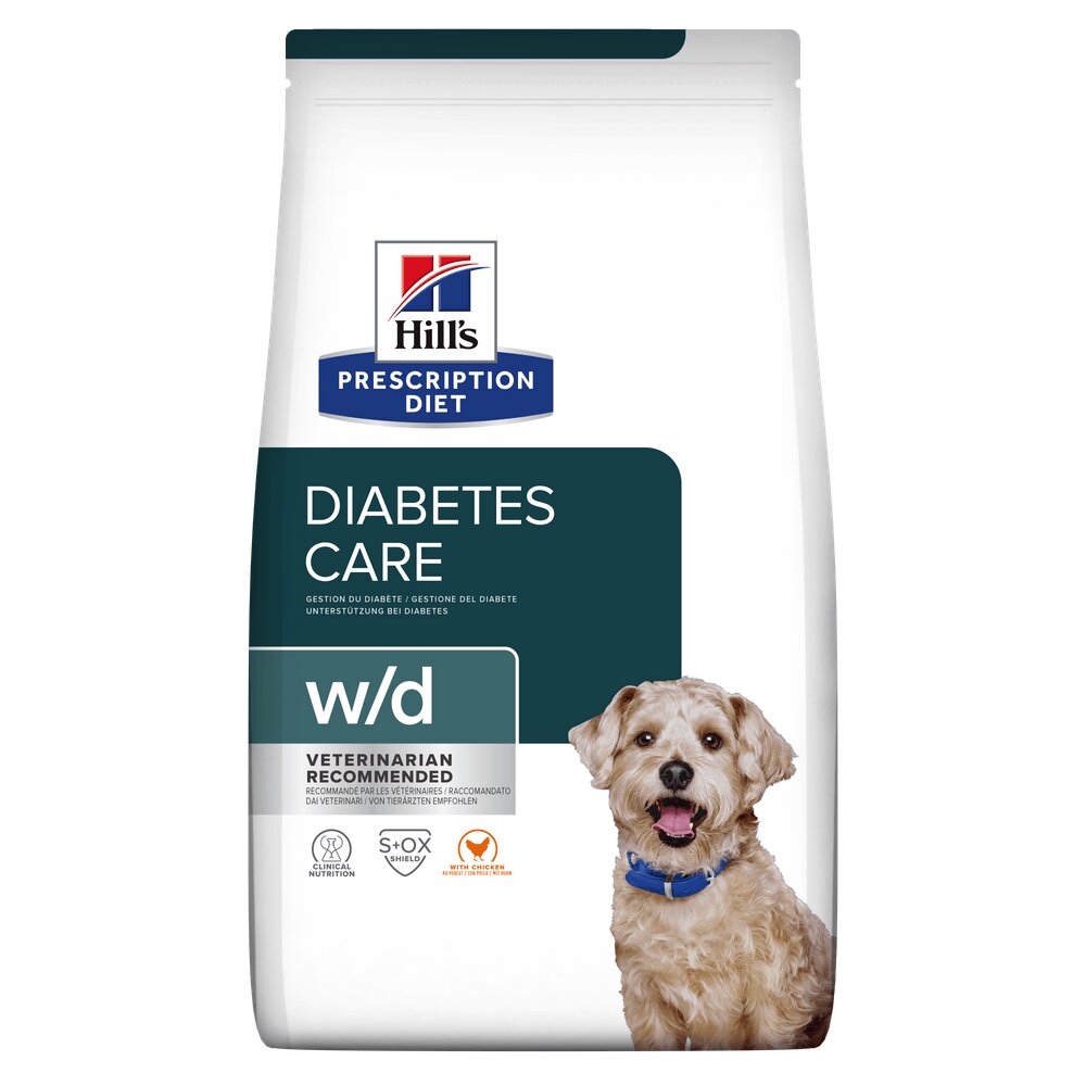 HILL'S Prescription Diet w/d Diabetes Care Pui dietă veterinară câini hrană uscată afecțiuni metabolice (diabet) w/d Diabetes Care Pui dietă veterinară câini hrană uscată metabolism (obezitate si diabet) 1.5kg