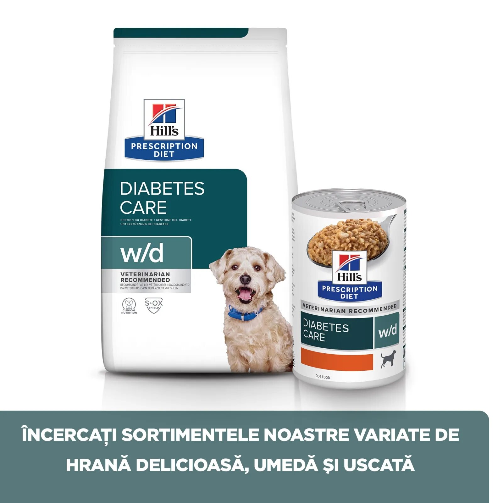 HILL'S Prescription Diet w/d Diabetes Care Pui dietă veterinară câini hrană uscată afecțiuni metabolice (diabet) w/d Diabetes Care Pui dietă veterinară câini hrană uscată metabolism ( obezitate si diabet) 10kg