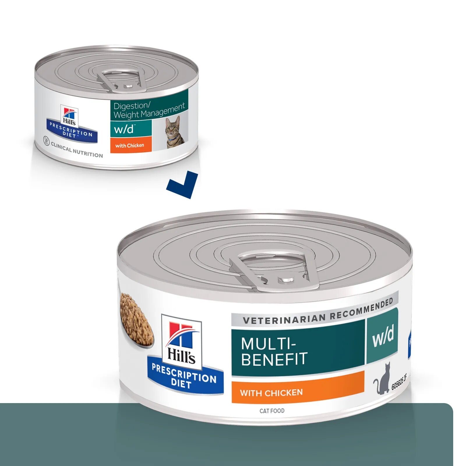 HILL'S Prescription Diet w/d Multi-Benefit Pui dietă veterinară pisici conservă hrană umedă metabolism (obezitate si diabet) 156g
