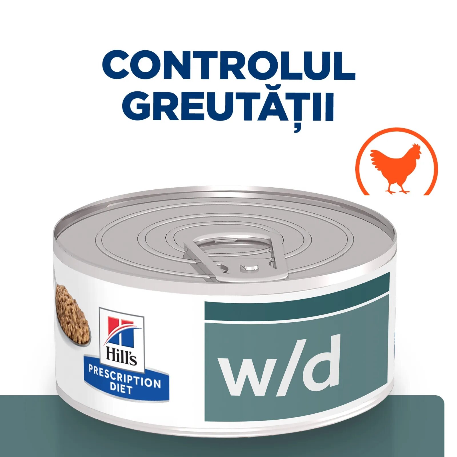 HILL'S Prescription Diet w/d Multi-Benefit Pui dietă veterinară pisici conservă hrană umedă metabolism (obezitate si diabet) 156g