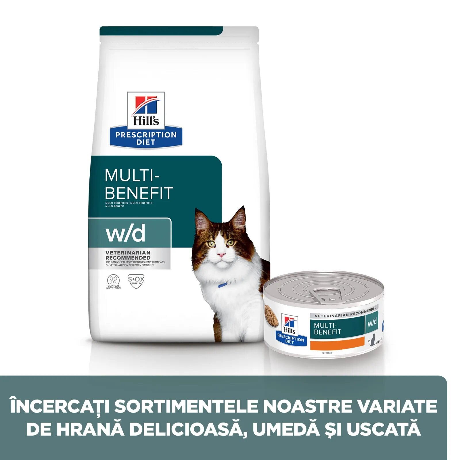 HILL'S Prescription Diet w/d Multi-Benefit Pui dietă veterinară pisici hrană uscată afecțiuni metabolice (diabet) w/d Multi-Benefit Pui dietă veterinară pisici hrană uscată metabolism (obezitate si diabet) 1.5kg