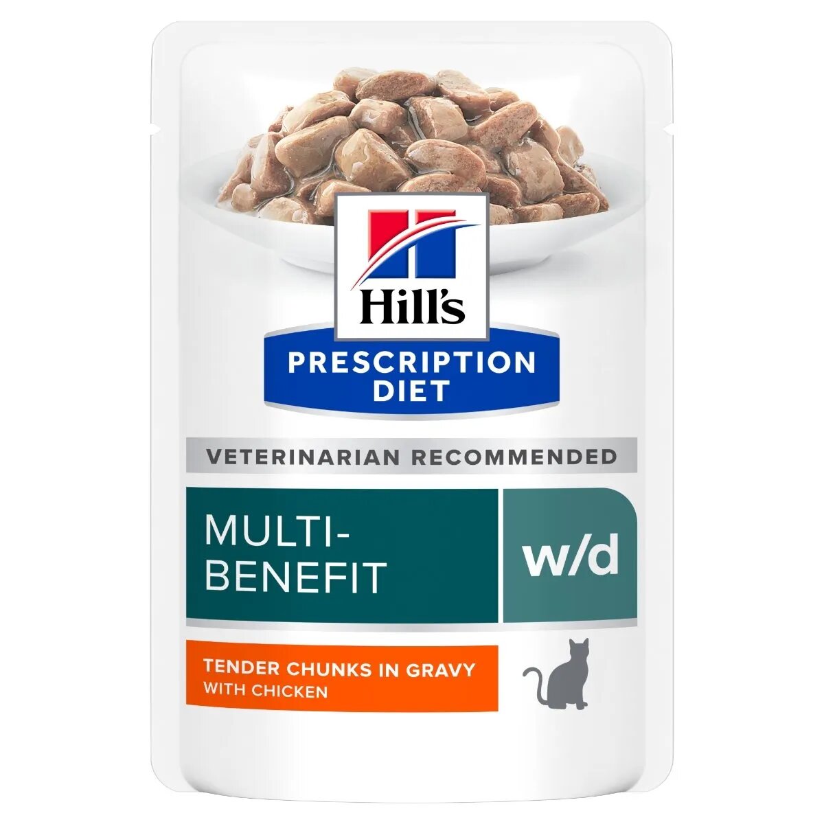 HILL'S Prescription Diet w/d Multi-Benefit Pui dietă veterinară plic hrană umedă pisici obezitate & diabet bax 85g x 12buc