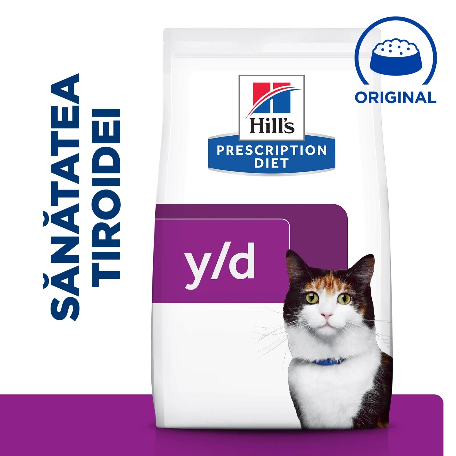 HILL'S Prescription Diet y/d Thyroid Care dietă veterinară pisici hrană uscată afecțiuni tiroidiene y/d Thyroid Care dietă veterinară pisici hrană uscată metabolism ( obezitate si diabet) 1.5kg