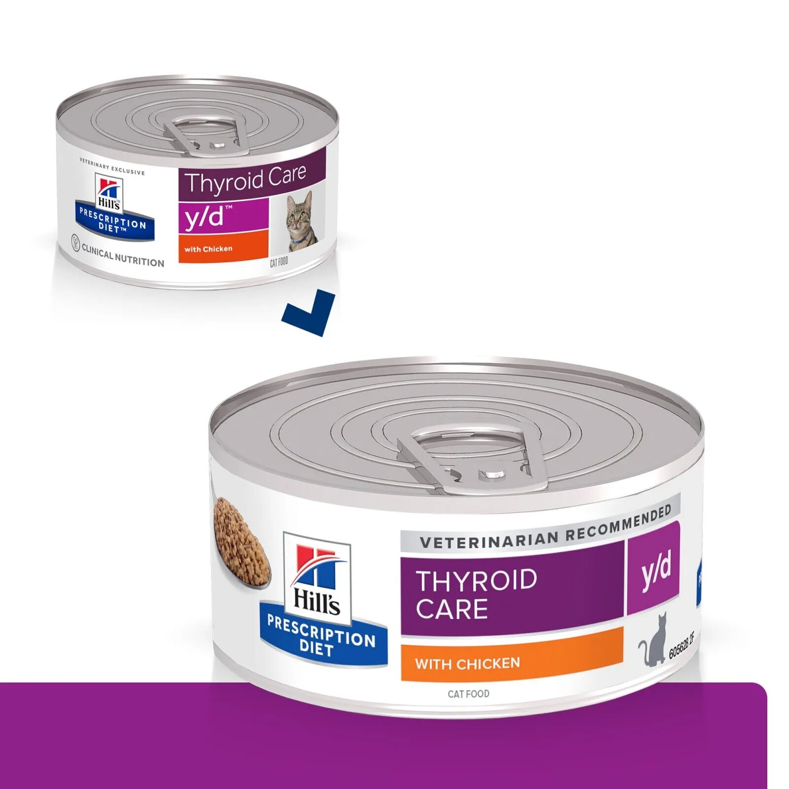 HILL'S Prescription Diet y/d Thyroid Care Pui dietă veterinară pisici conservă hrană umedă metabolism ( obezitate si diabet) 156g