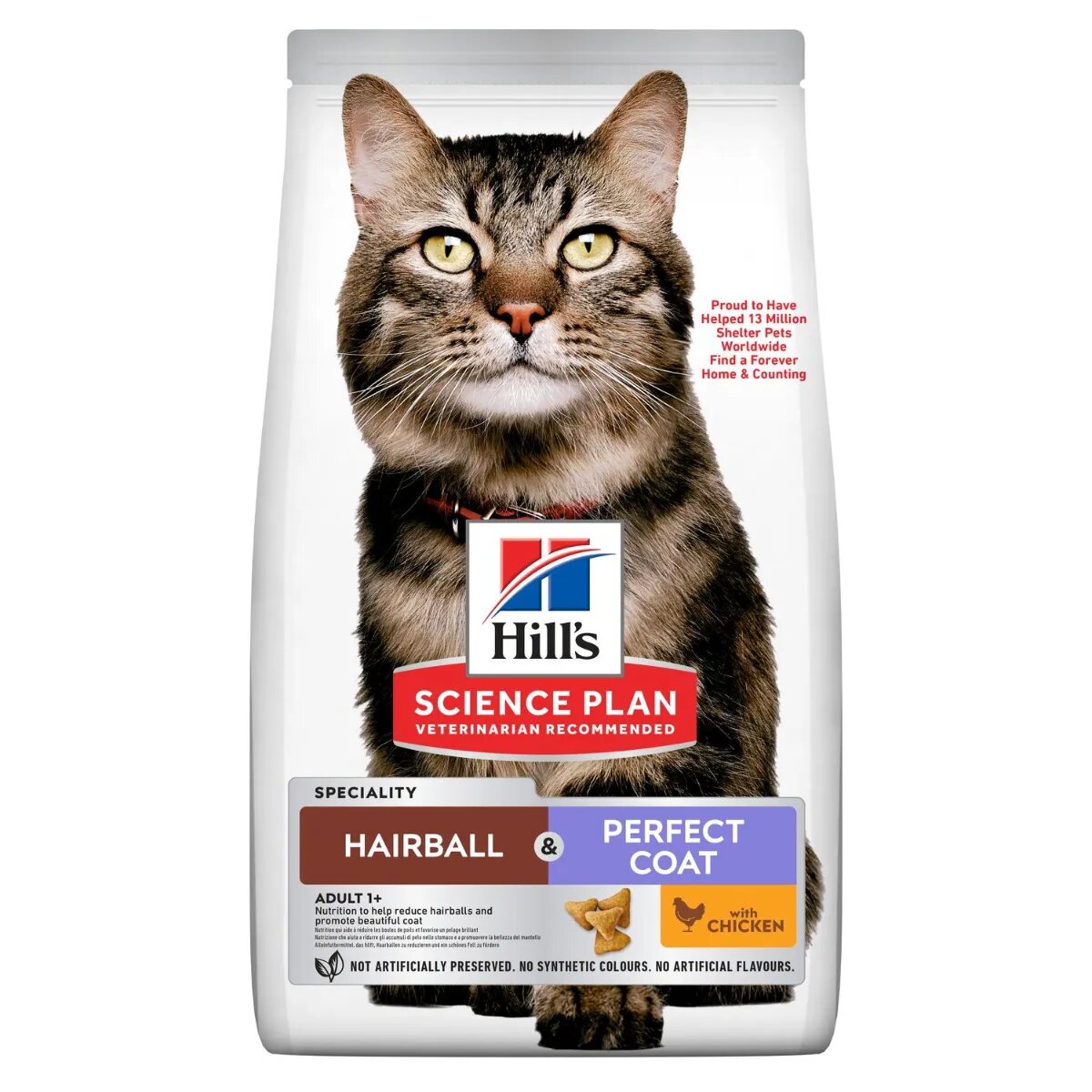 HILL'S Science Plan Hairball & Perfect Coat Pui hrană uscată pisici limitarea ghemurilor de blană 7kg