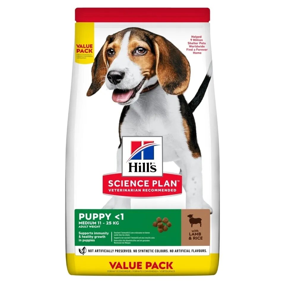 HILL'S Science Plan Hill's SP Canine Puppy Medium Lamb&Rice Value Pack 18 Kg