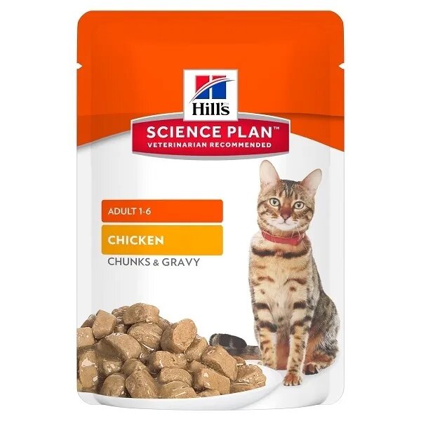 HILL'S Science Plan Hill's SP Feline Adult Bucatele de Carne in Sos cu Pui Plic 85 g Hill's SP Feline Adult Bucatele de Carne in Sos cu Pui Plic bax 85 g x 12buc