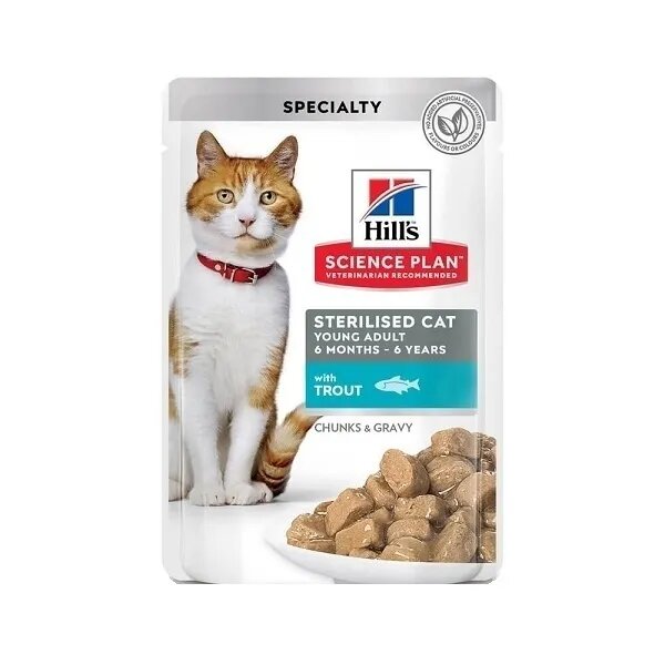 HILL'S Science Plan Hill's SP Feline Adult Sterilised Plic Pastrav 85 g Hill's SP Feline Adult Sterilised Plic Pastrav bax 85g x 12buc