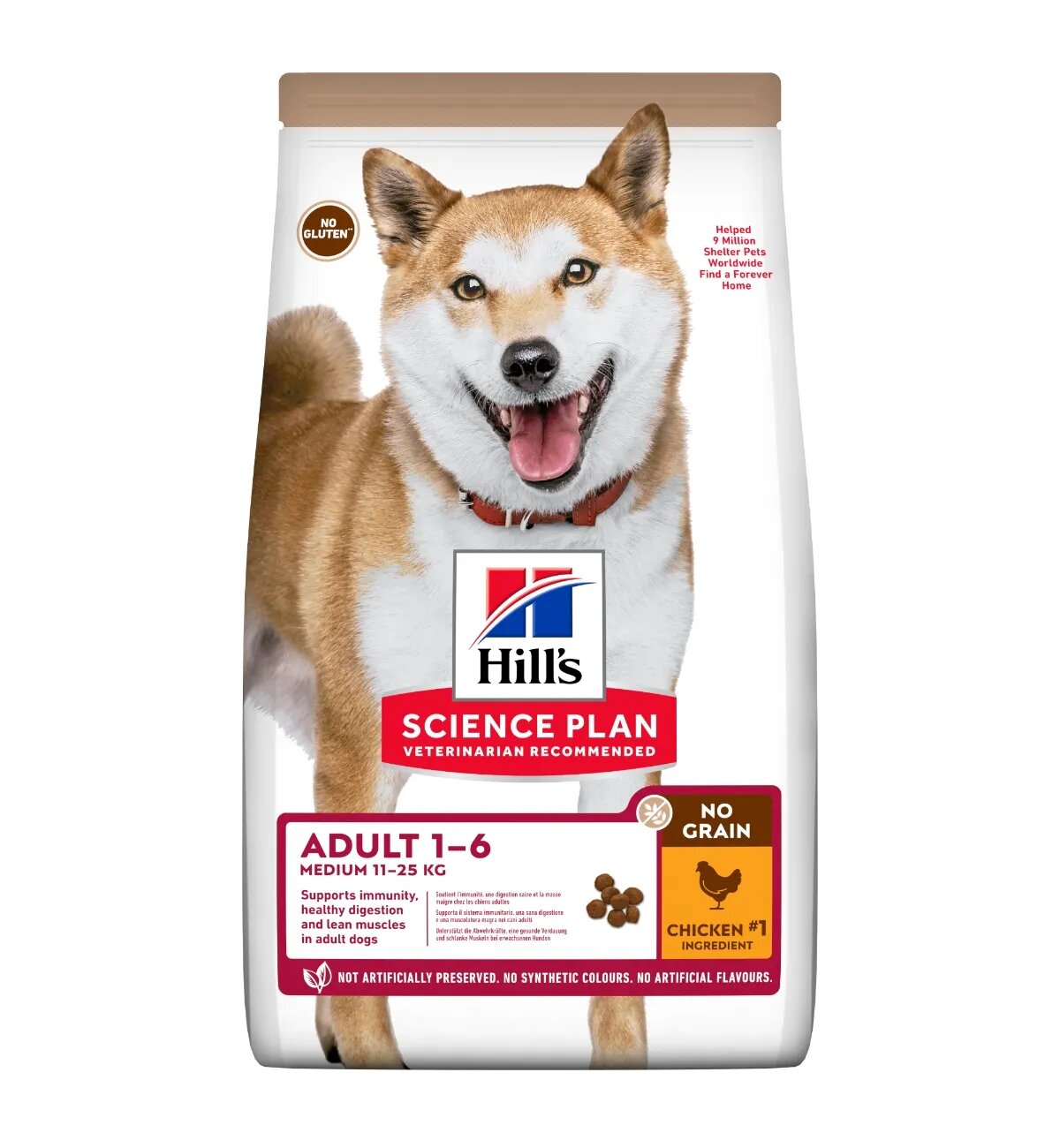 HILL'S Science Plan HILL'S SP No Grain Adult M Pui hrană uscată fără cereale câini 14kg