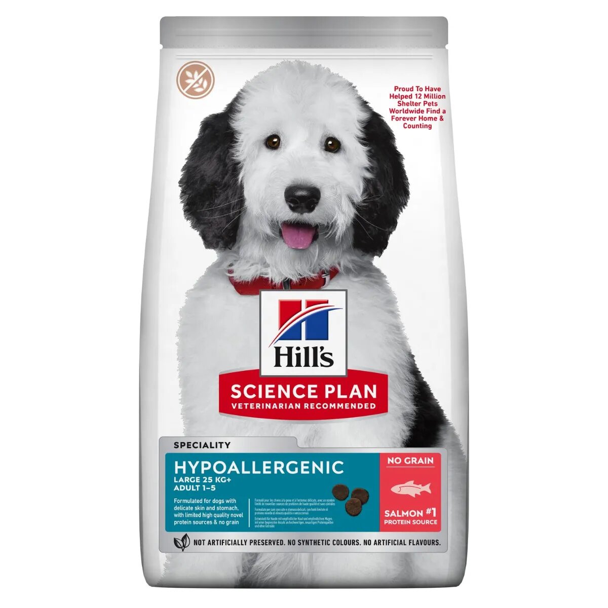 HILL'S Science Plan No Grain Hypoallergenic L-XL Somon hrană uscată fără cereale câini sistem digestiv alergii 12kg
