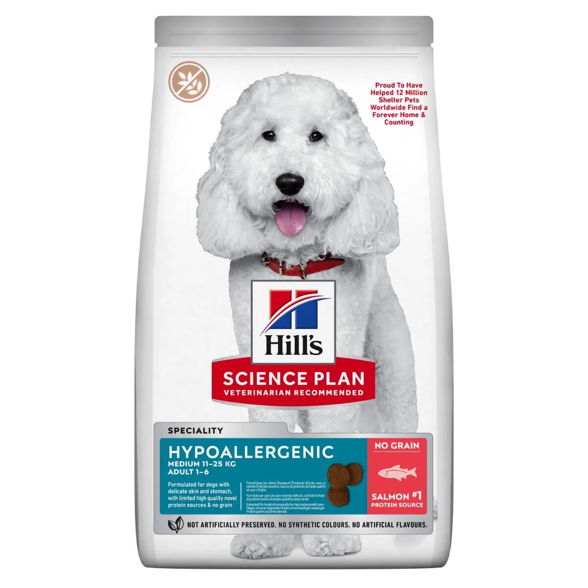 HILL'S Science Plan No Grain Hypoallergenic M Somon hrană uscată fără cereale câini sistem digestiv alergii 12kg