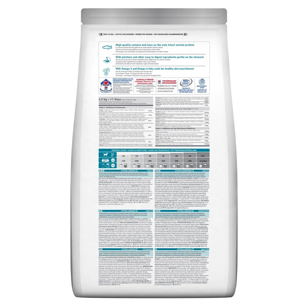 HILL'S Science Plan No Grain Hypoallergenic M Somon hrană uscată fără cereale câini sistem digestiv alergii 2.5kg
