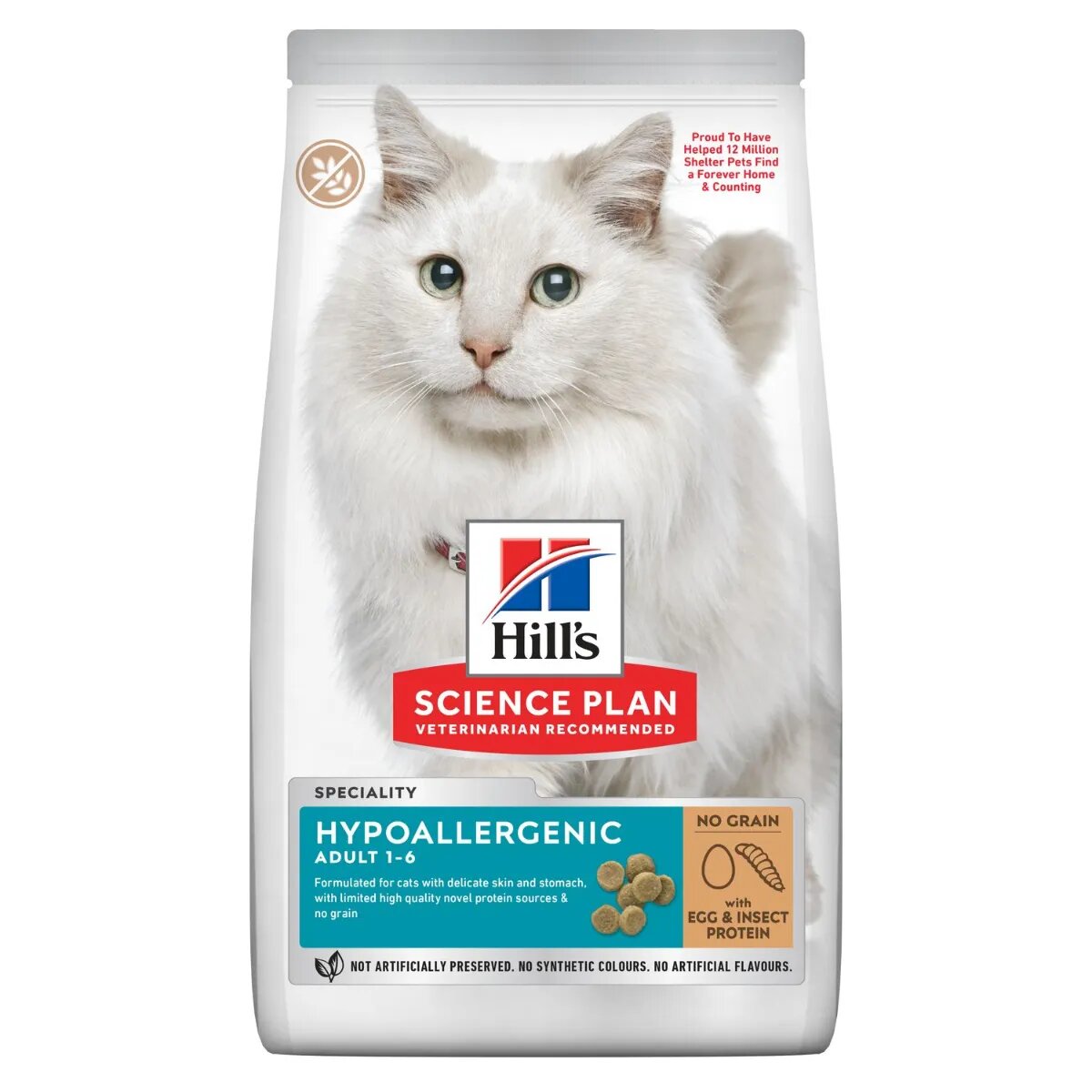 HILL'S Science Plan No Grain Hypoallergenic Ou și Insecte hrană uscată fără cereale pisici sistem digestiv alergii 7kg