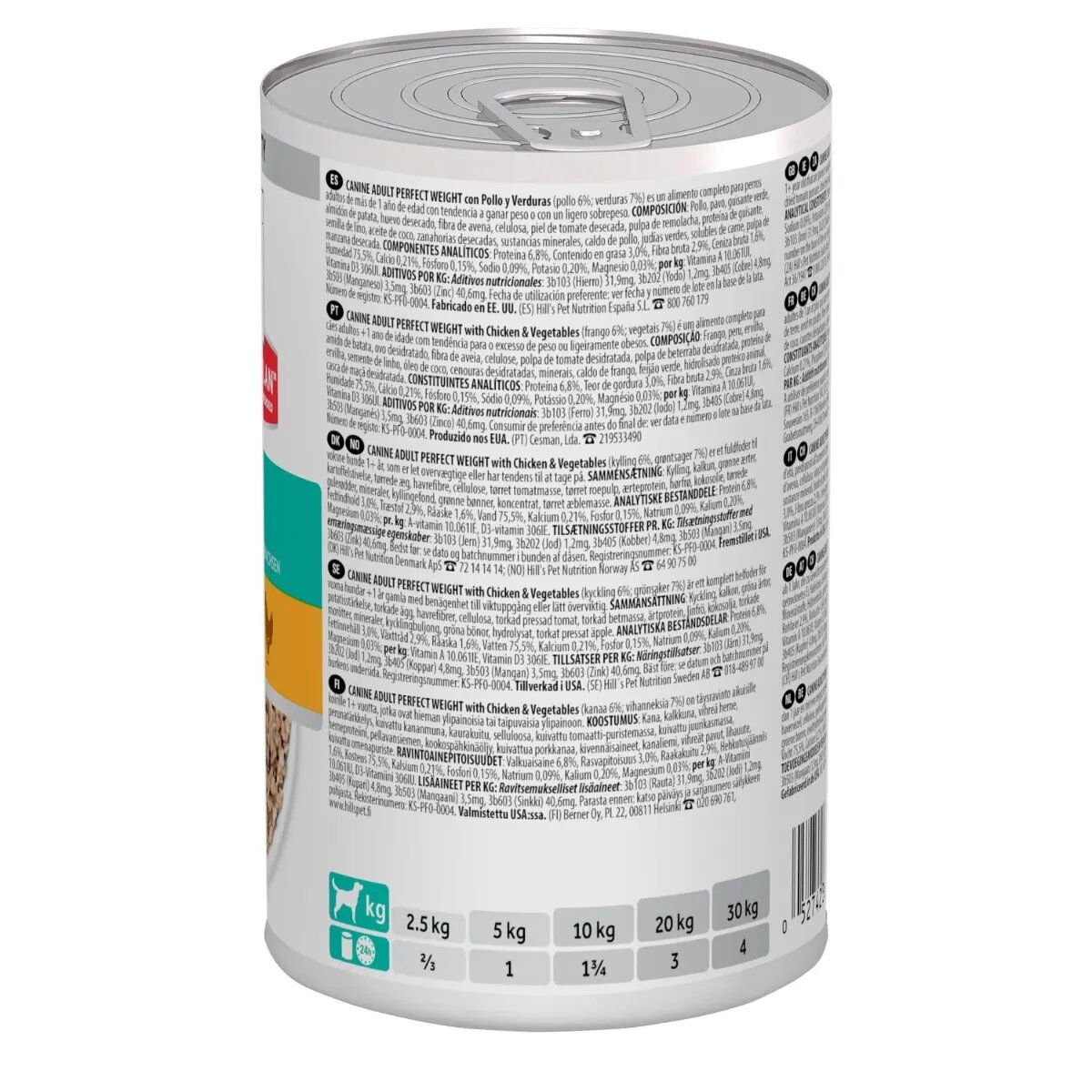 HILL'S Science Plan Perfect Weight XS-XL Pui și Legume conservă hrană umedă câini obezitate (pate) 363g