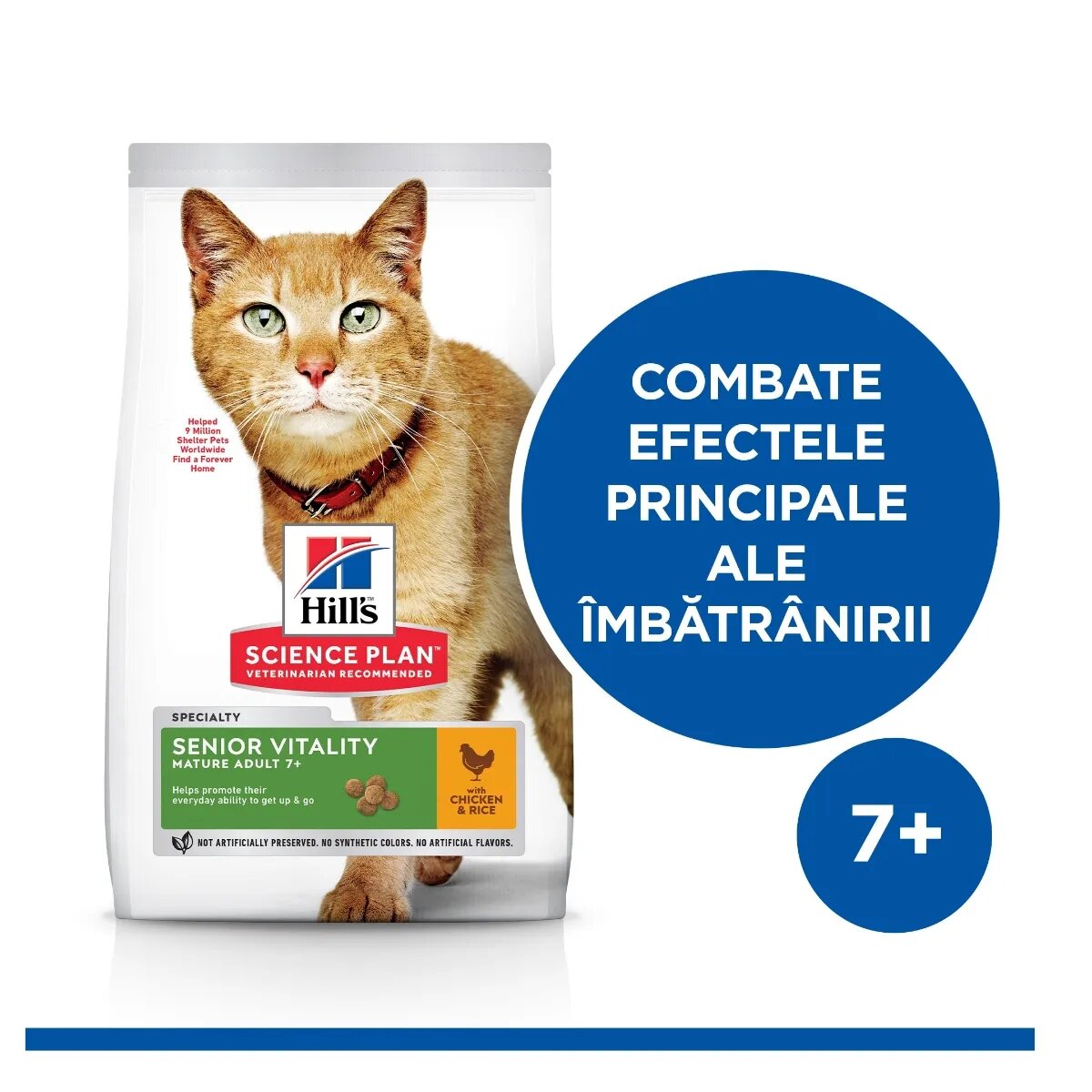 HILL'S Science Plan Senior Vitality 7+ Pui hrană uscată pisici senior 7kg