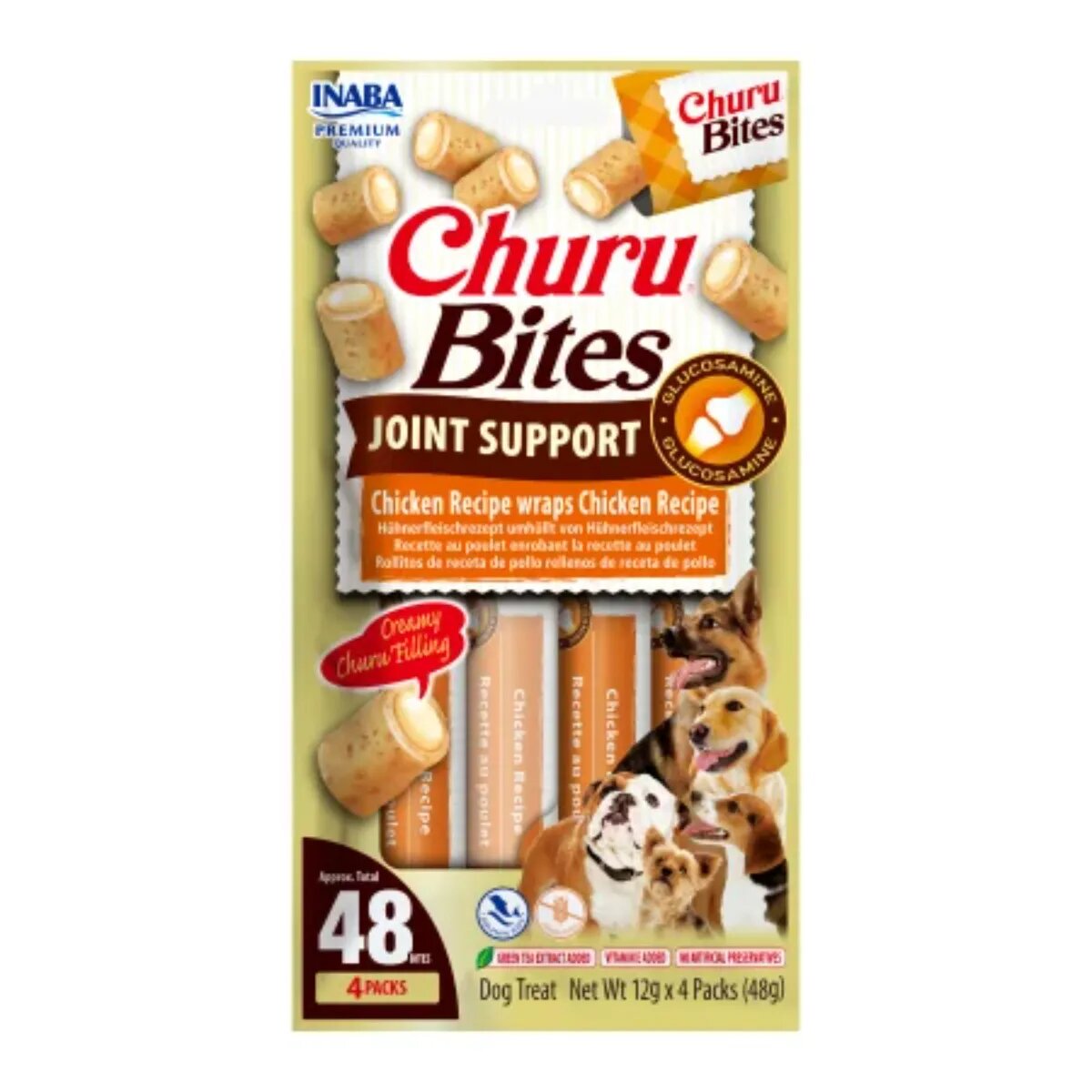 Inaba Churu Bites Joint Support XS-XL Pui punguță recompense funcționale fără cereale câini sistem articular 56g