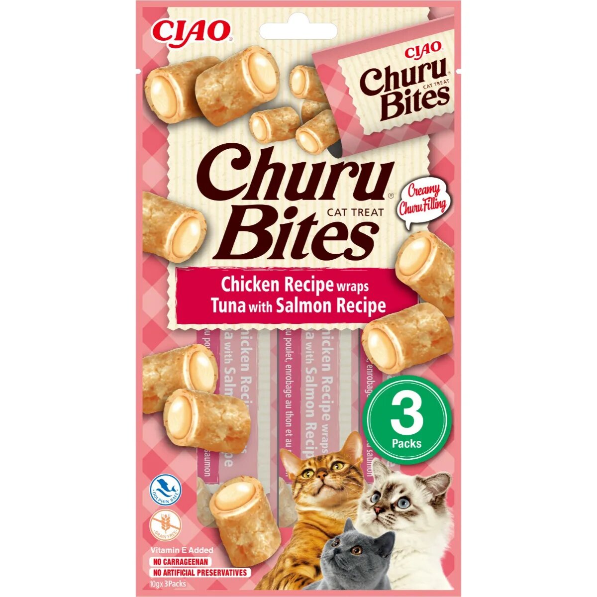 Inaba Churu Bites Pui Ton și Somon punguță recompense fără cereale pisici semimoist Churu Bites Pui Ton și Somon punguță plic recompense fără cereale pisici semimoist 30g