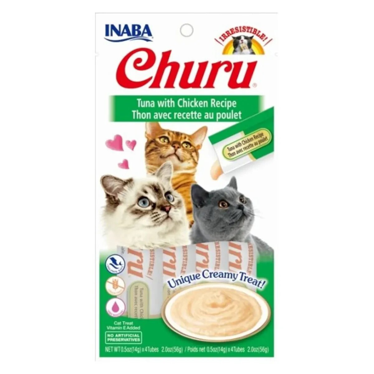 Inaba Churu Creamy Ton și Pui plic recompense fără cereale pisici (piure) 56g