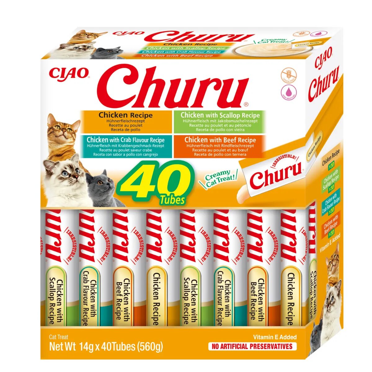 Inaba Churu Creamy Varieties Pui cutie recompense fără cereale pisici (piure) 560g