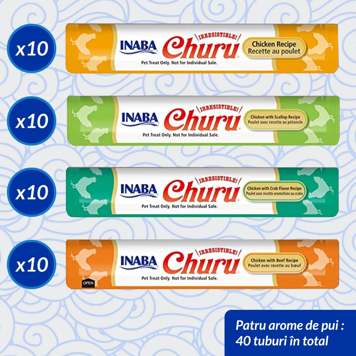 Inaba Churu Creamy Varieties Pui cutie recompense fără cereale pisici (piure) 560g