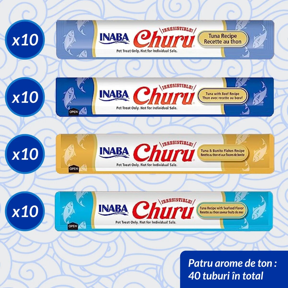 Inaba Churu Creamy Varieties Ton cutie recompense fără cereale pisici (piure) 560g
