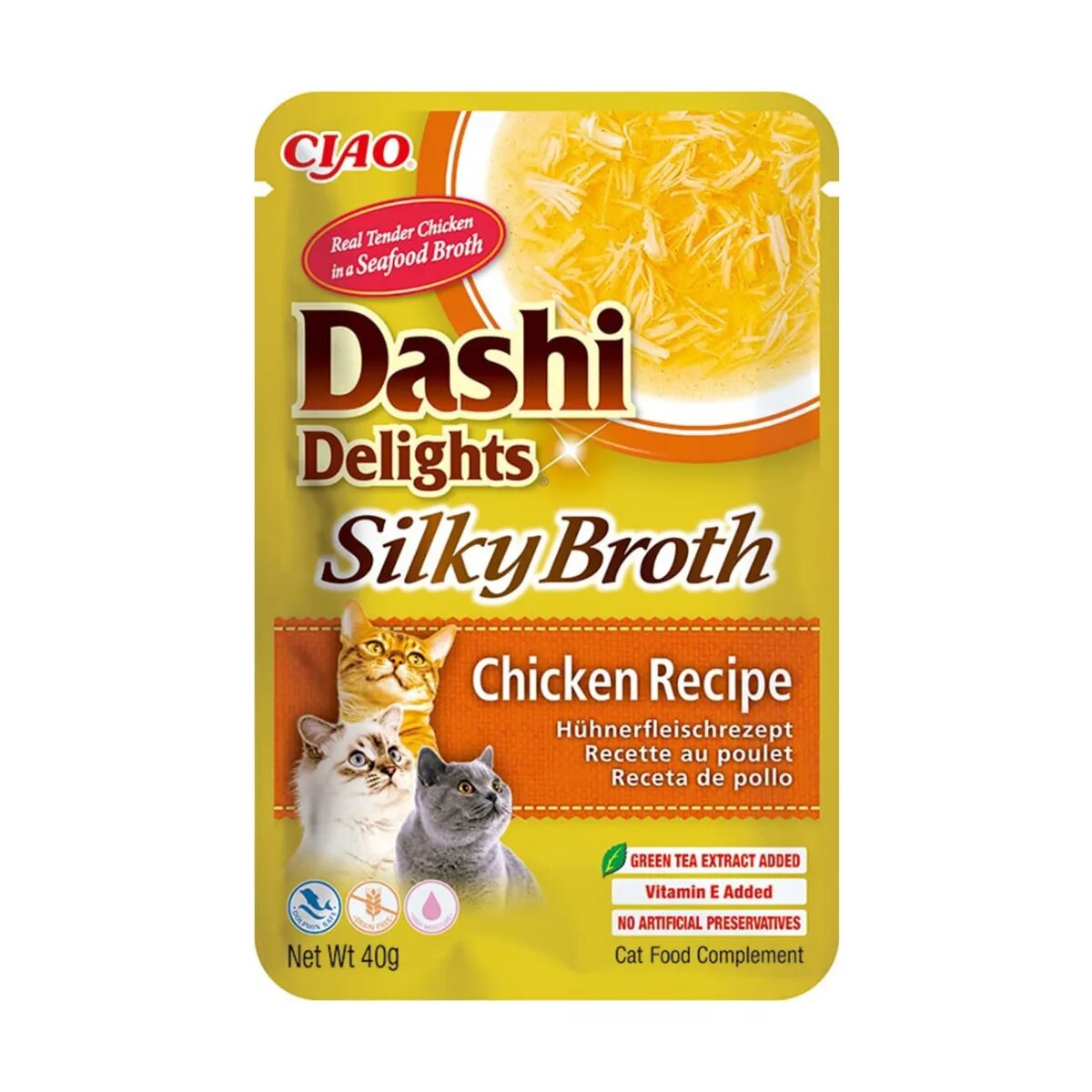 Inaba Churu Dashi Delights Silky Broth Pui plic hrană umedă fără cereale pisici (topping) 40g