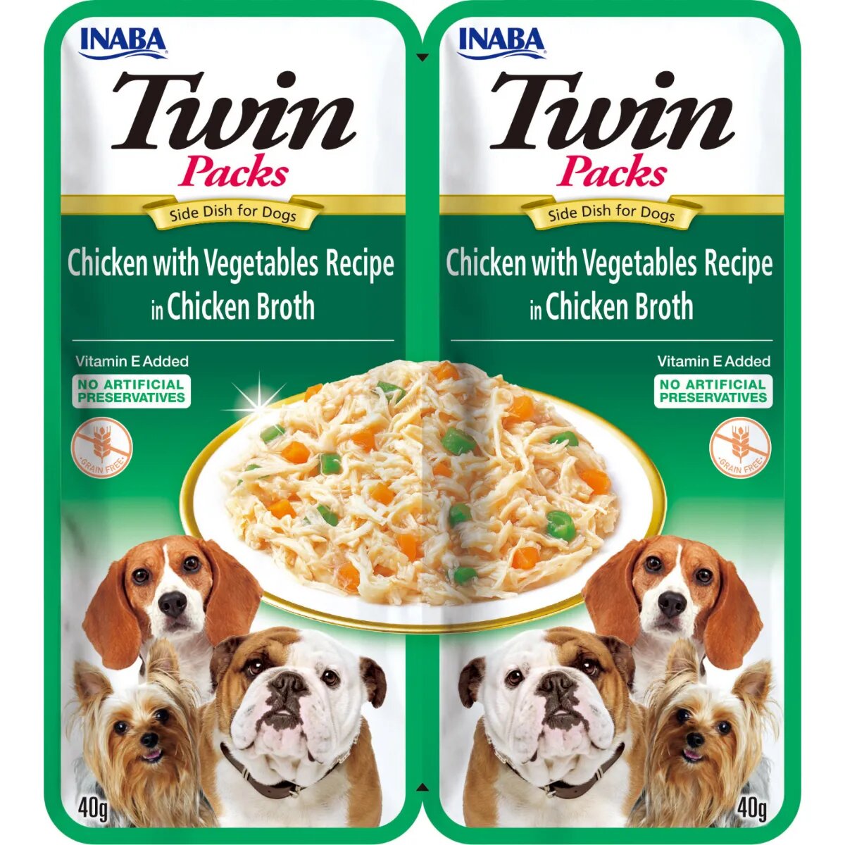Inaba Churu Dog Twin XS-XL Pui și Legume hrană umedă fără cereale câini (în supă) Churu Dog Twin XS-XL Pui și Legume plic hrană umedă fără cereale câini (în supă) 80g