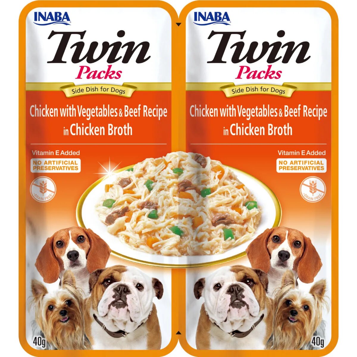 Inaba Churu Dog Twin XS-XL Pui și Vită hrană umedă fără cereale câini (în supă) Churu Dog Twin XS-XL Pui și Vită plic hrană umedă fără cereale câini (în supă) 80g