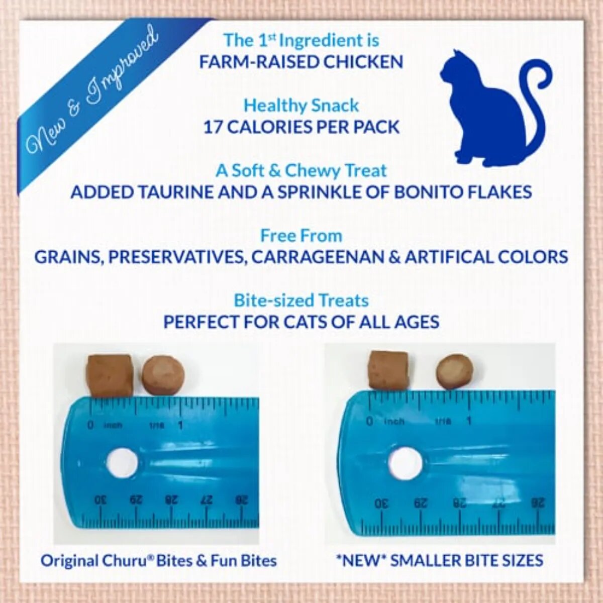 Inaba Churu Fun Bites Pui și Brânză cutie recompense fără cereale pisici 96g