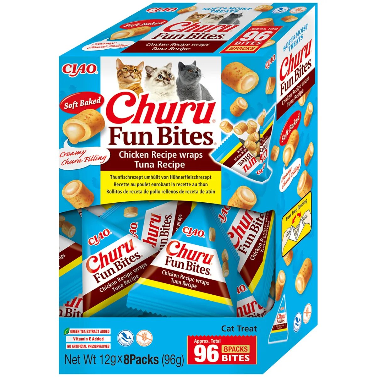 Inaba Churu Fun Bites Pui și Ton cutie recompense fără cereale pisici 96g