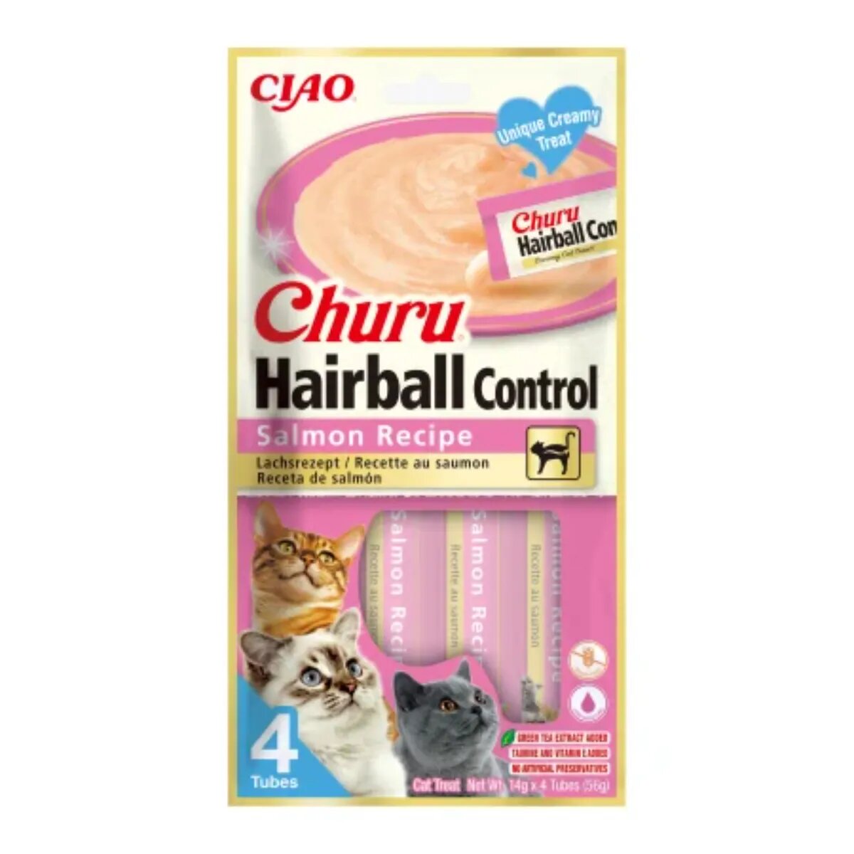Inaba Churu Hairball Control Somon punguță recompense fără cereale pisici limitarea ghemurilor de blană (piure) 56g