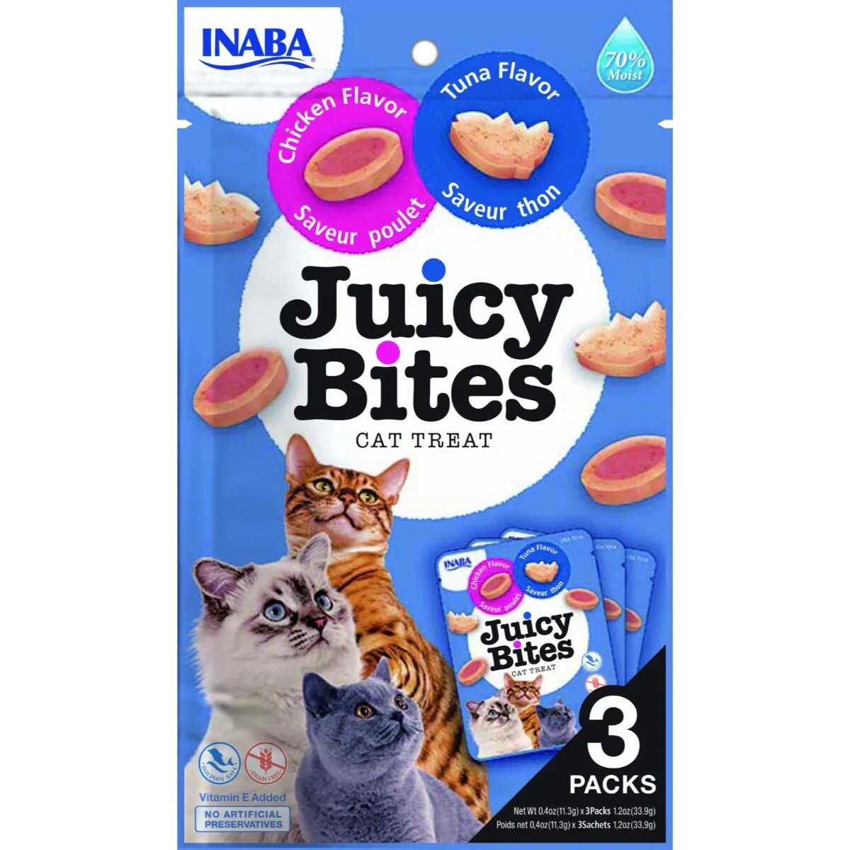 Inaba Churu Juicy Bites Ton și Pui punguță recompense fără cereale pisici semimoist 33.9g