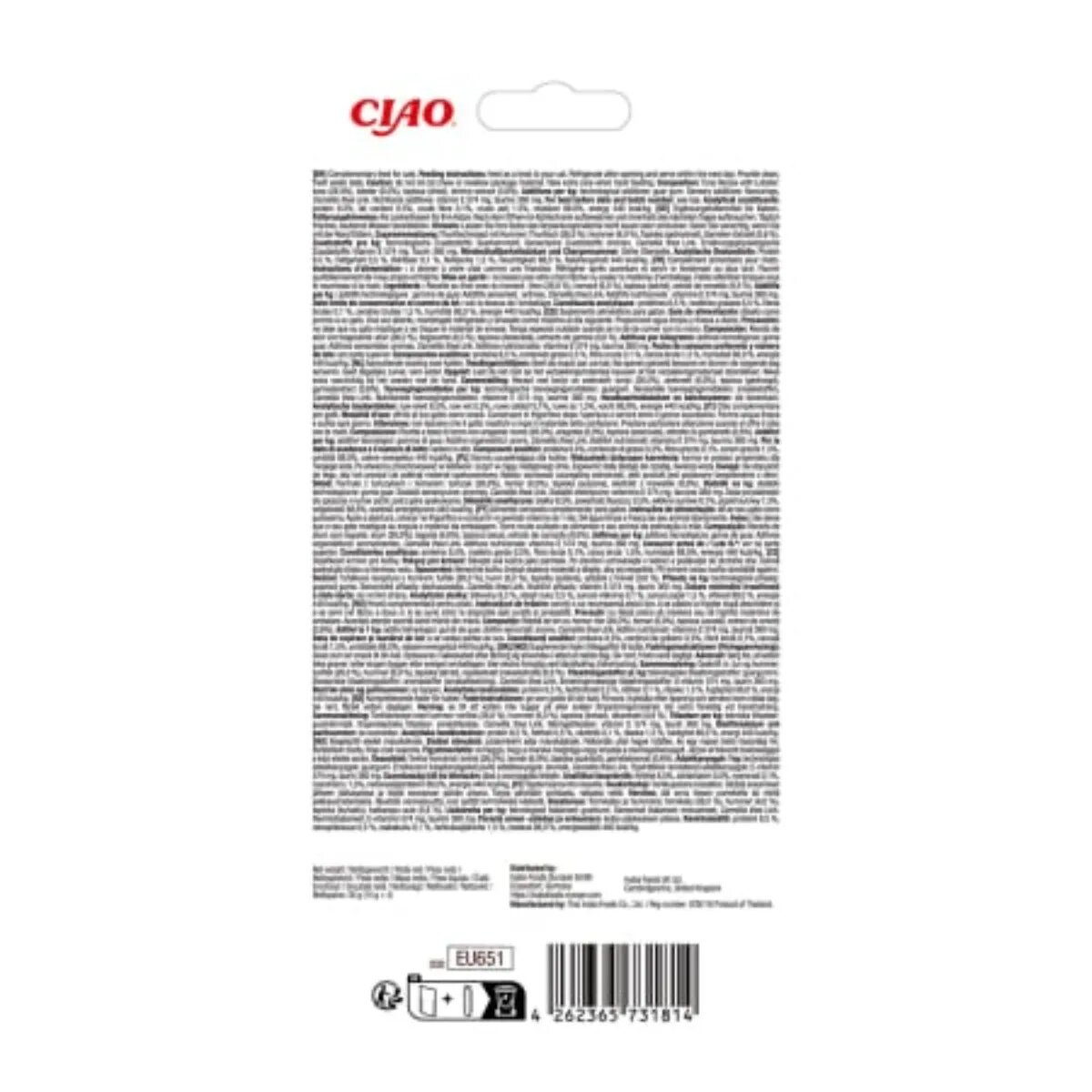 Inaba Churu Luxury Ton și Homar plic recompense fără cereale pisici (piure) 56g