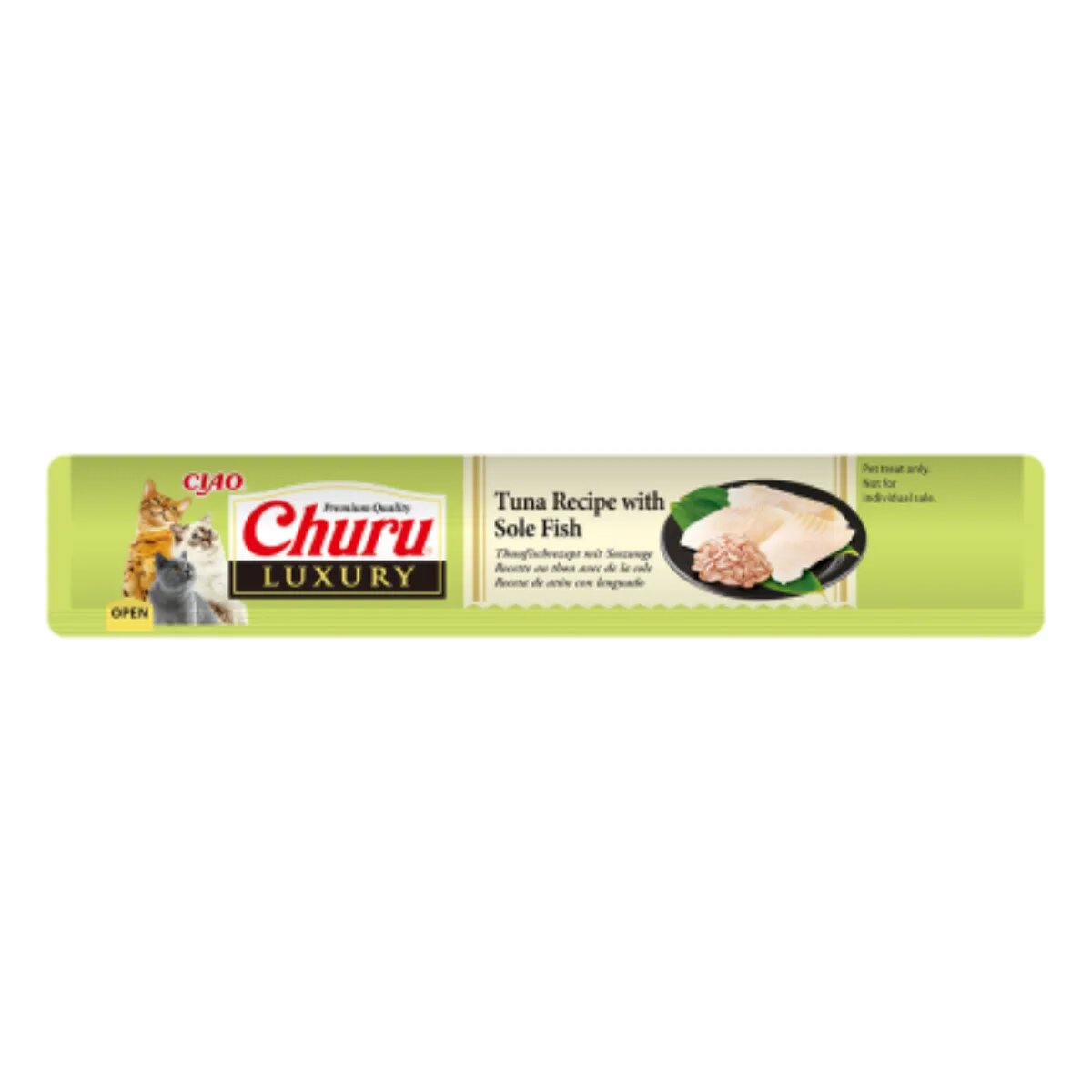Inaba Churu Luxury Ton și Limbă-de-mare plic recompense fără cereale pisici (piure) 56g