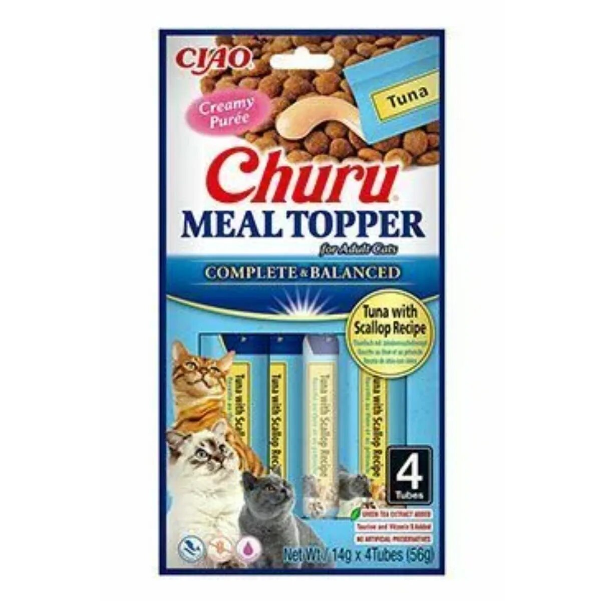 Inaba Churu Meal Topper Pui plic tub recompense fără cereale pisici (piure) 56g