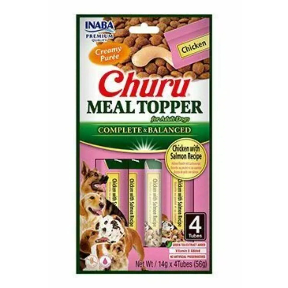 Inaba Churu Meal Topper XS-XL Pui și Somon plic tub recompense fără cereale câini (piure) 56g