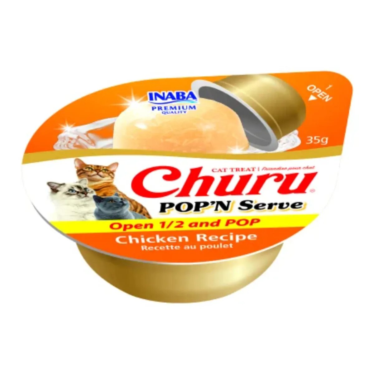 Inaba Churu Pop'n Serve Pui bol hrană umedă fără cereale pisici (în aspic) 70g