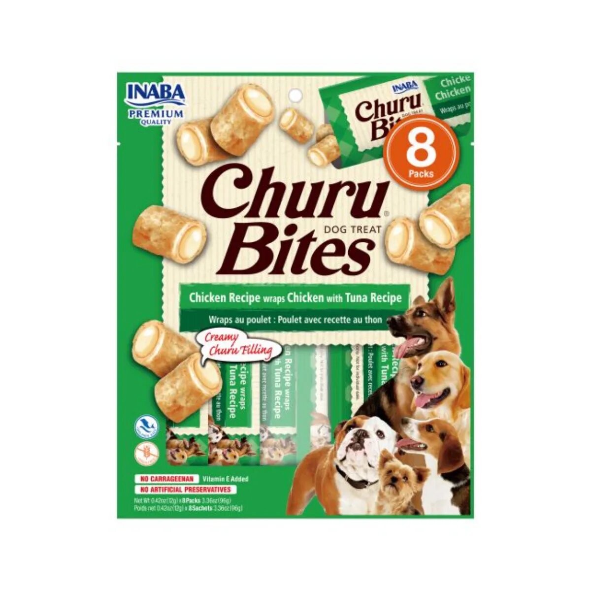 Inaba Churu Rolls XS-XL Pui și Ton plic tub recompense fără cereale câini 56g