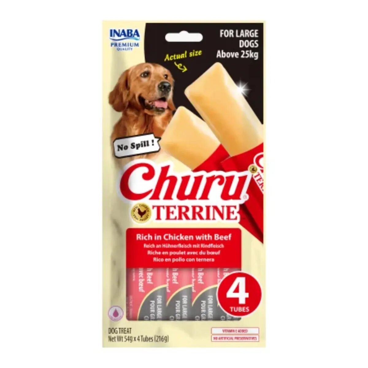 Inaba Churu Terrine Maxi L-XL Pui și Vită punguță recompense câini 60g