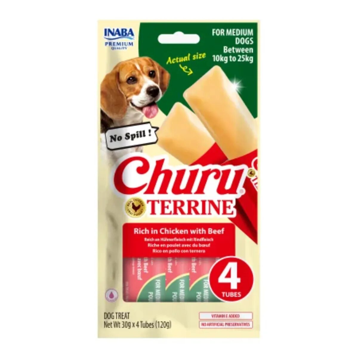 Inaba Churu Terrine Medium M Pui și Vită punguță recompense câini 60g
