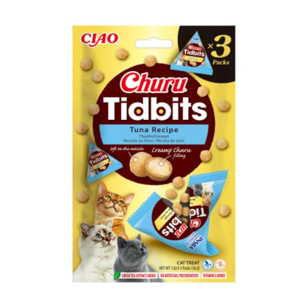 Inaba Churu Tidbits Pui și Ton punguță recompense fără cereale pisici 36g
