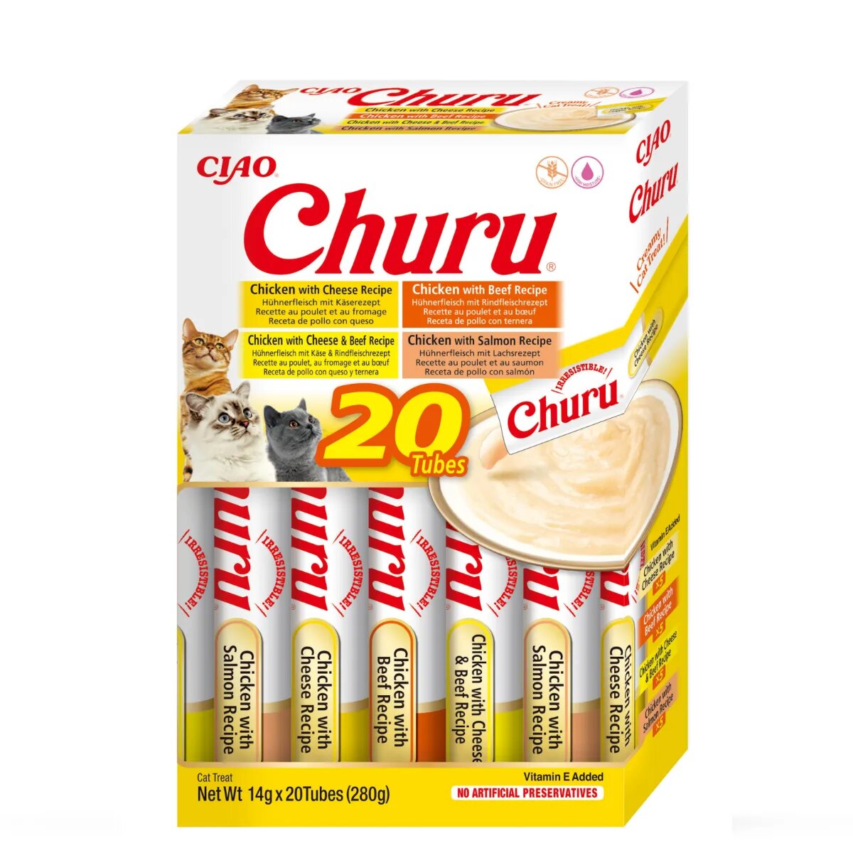 Inaba Churu Varieties Pui și Vită cutie tub recompense fără cereale pisici (piure) 280g