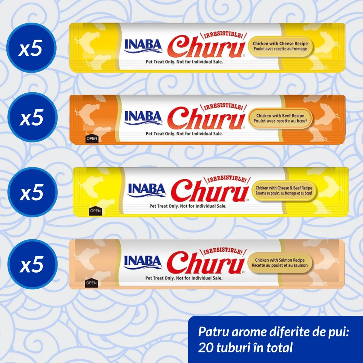 Inaba Churu Varieties Pui și Vită cutie tub recompense fără cereale pisici (piure) 280g