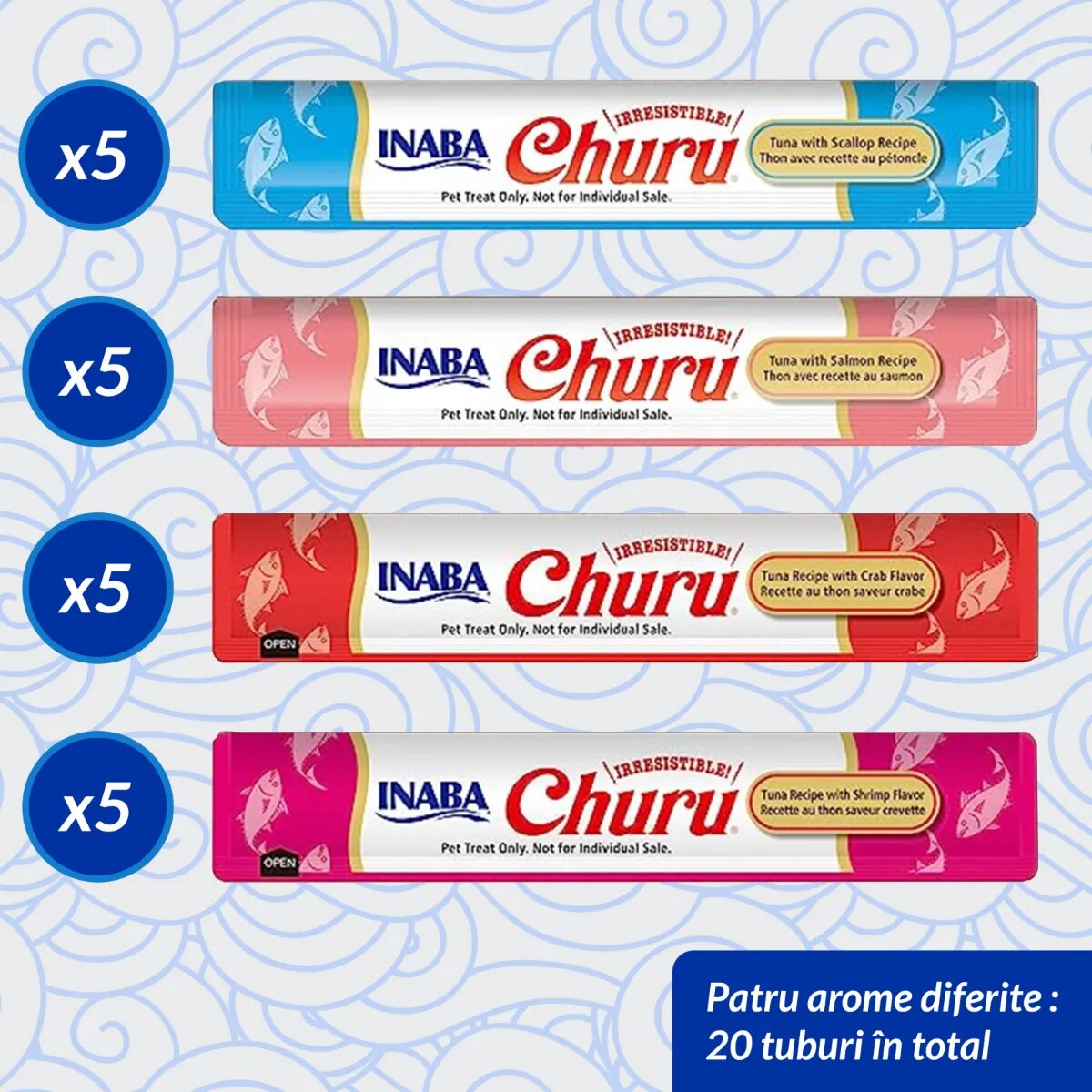 Inaba Churu Varieties Ton și Fructe de Mare cutie tub recompense fără cereale pisici (piure) 280g