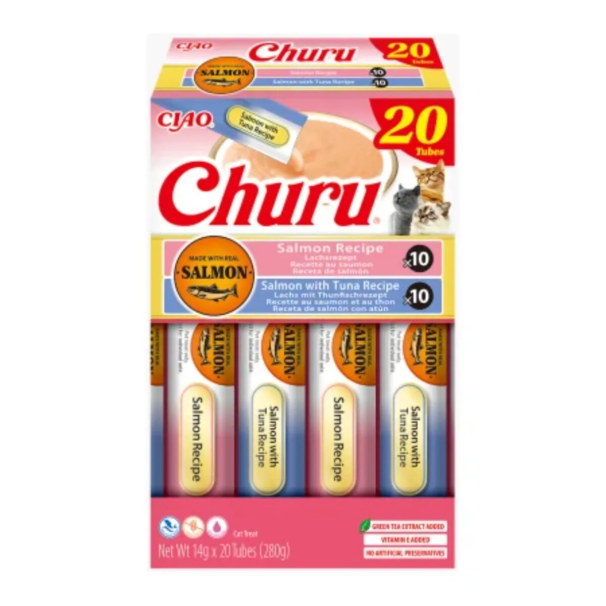 Inaba Churu Variety Somon și Ton cutie recompense fără cereale pisici (topping) 280g