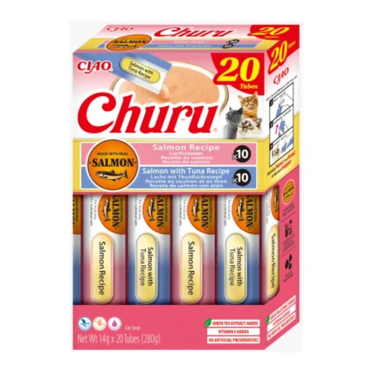 Inaba Churu Variety Somon și Ton cutie recompense fără cereale pisici (topping) 280g